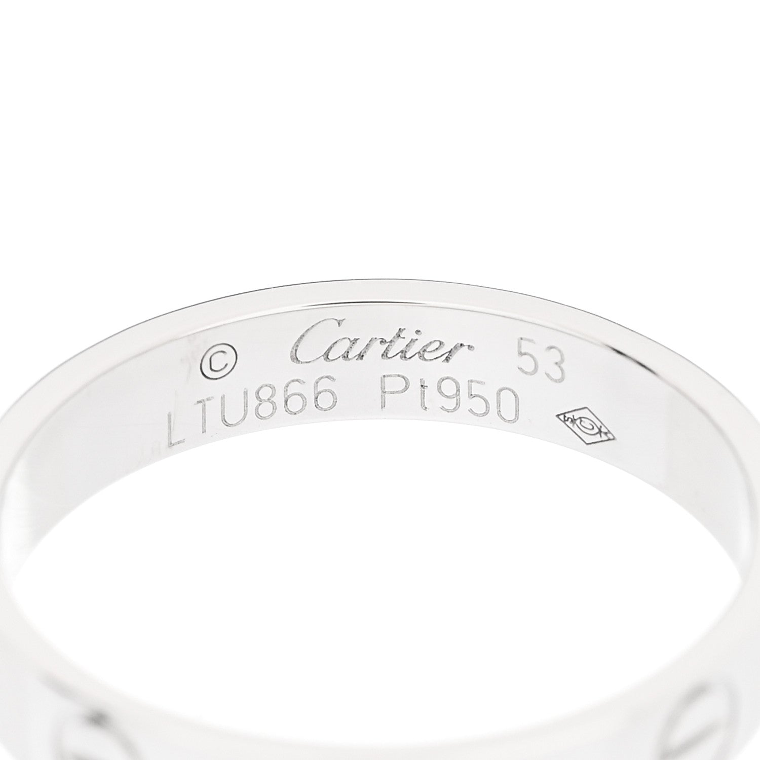 Cartier Platinum 3.5mm LOVE Wedding Band Ring 53 6.5 4 of 5