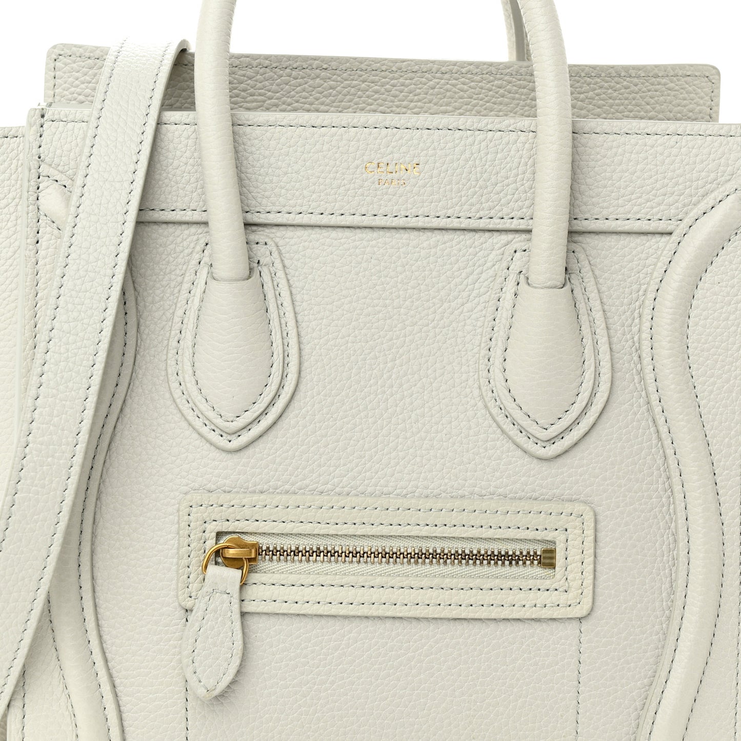 Drummed Calfskin Nano Luggage Chalk