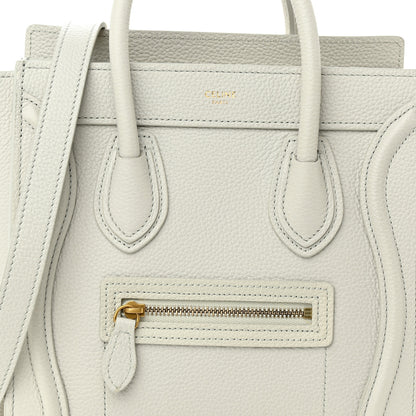 Celine Drummed Calfskin Nano Luggage Chalk 8 of 10