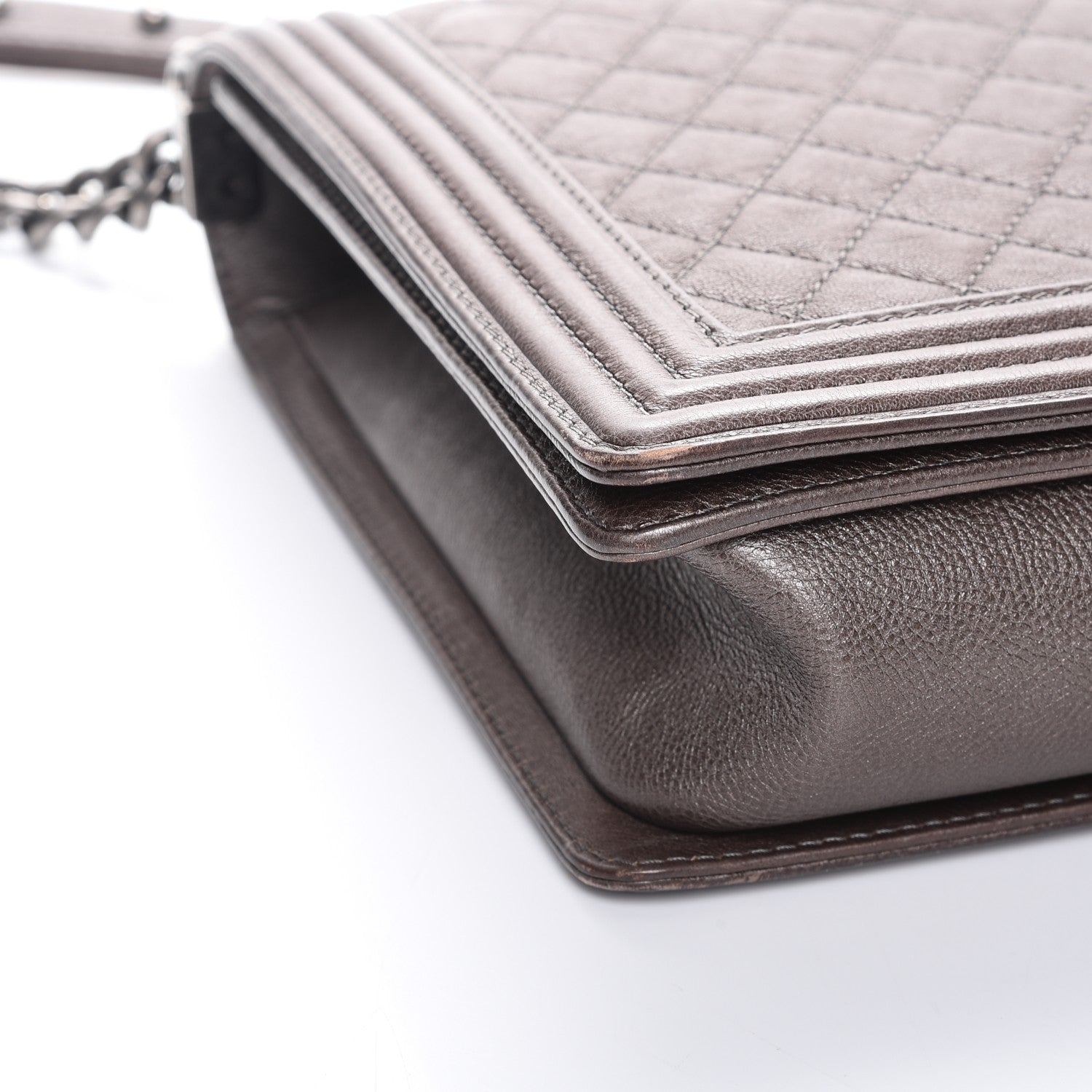 Chanel Metallic Calfskin Quilted Large Boy Flap Dark Silver 10 of 12
