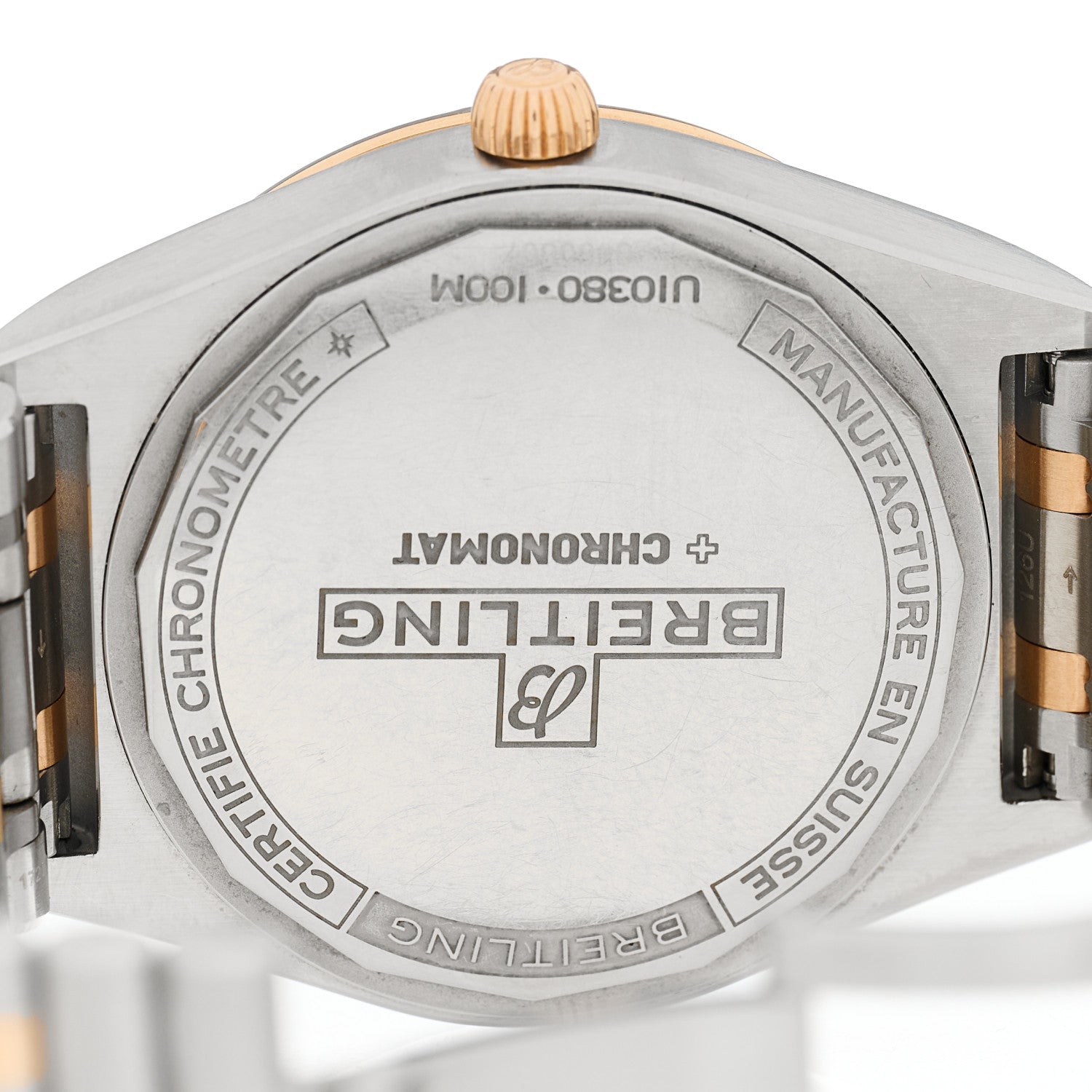 Breitling Stainless Steel 18K Rose Gold Diamond Bezel 36mm Chronomat Automatic Watch U10380 4 of 7