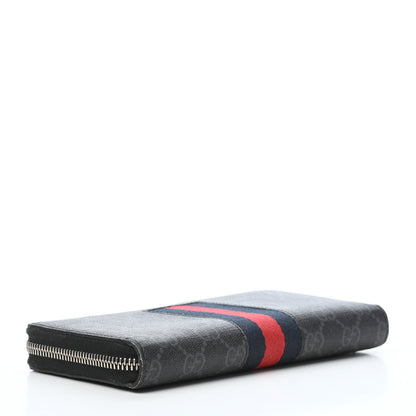 Gucci GG Supreme Monogram Web Zip Around Wallet Black Grey 4 of 7
