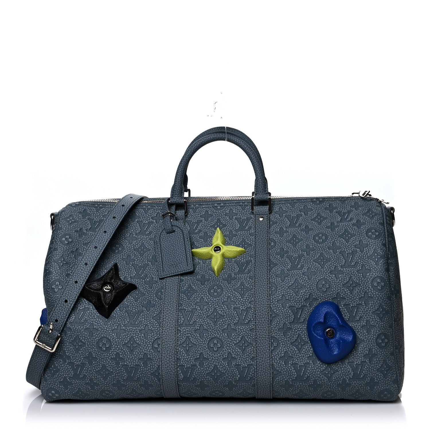 LOUIS VUITTON Taurillon Monogram Climbing Keepall Bandouliere in size 50 in the color Granite by fashionphile