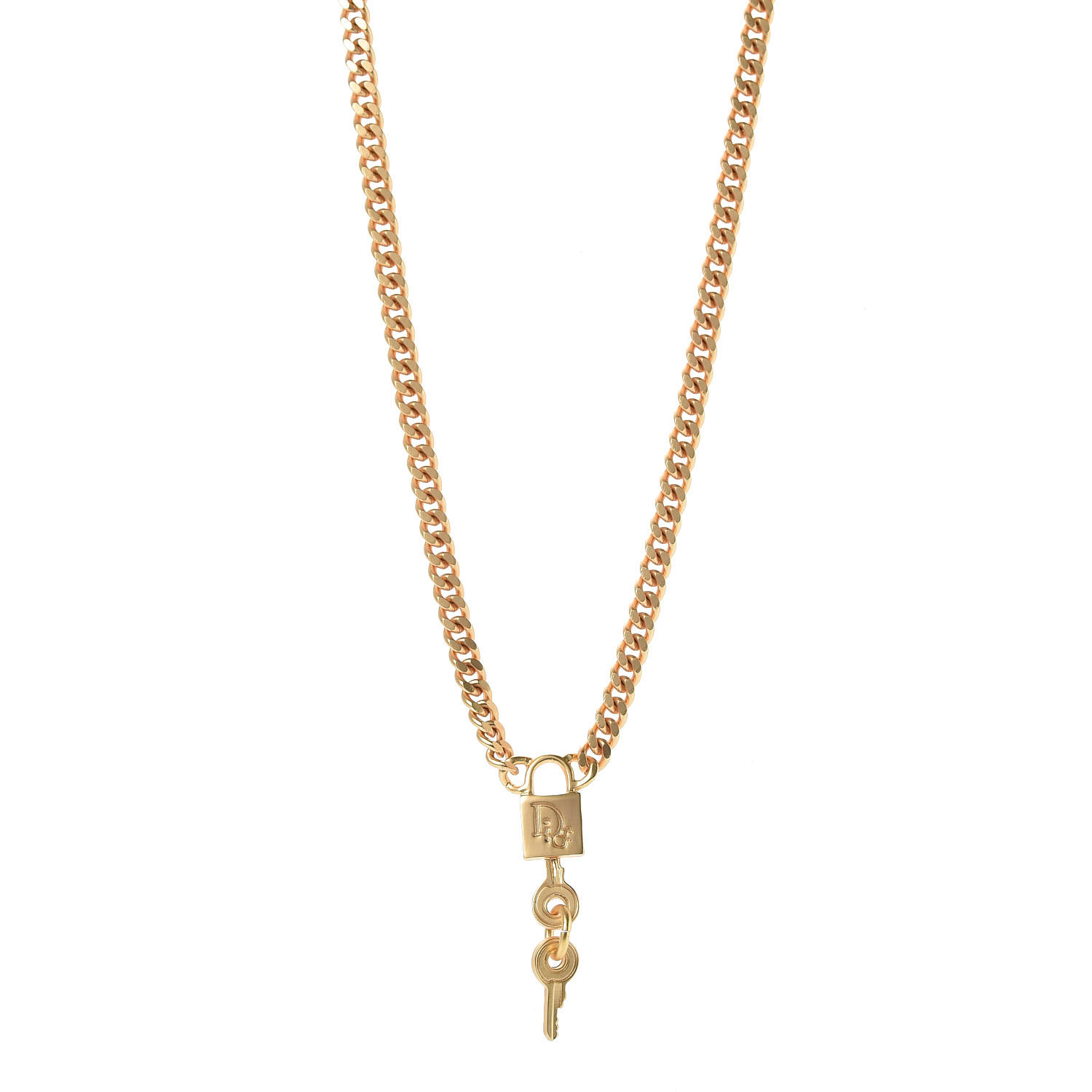 dior lock necklace gold