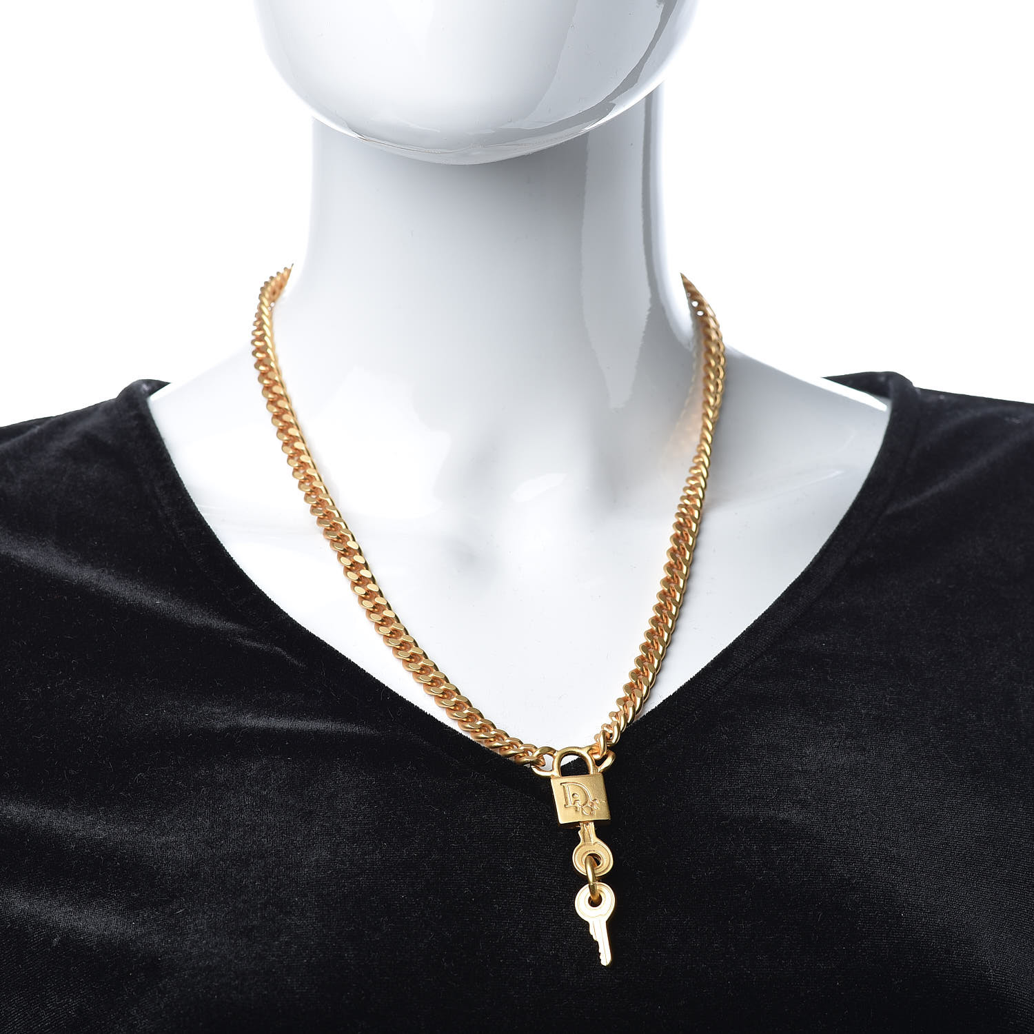 dior gold lock necklace