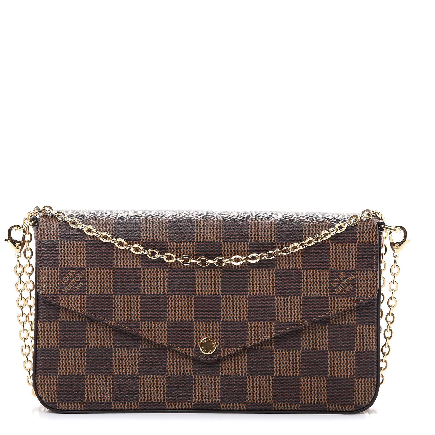 LOUIS VUITTON Damier Ebene Pochette Felicie Chain Wallet 577153