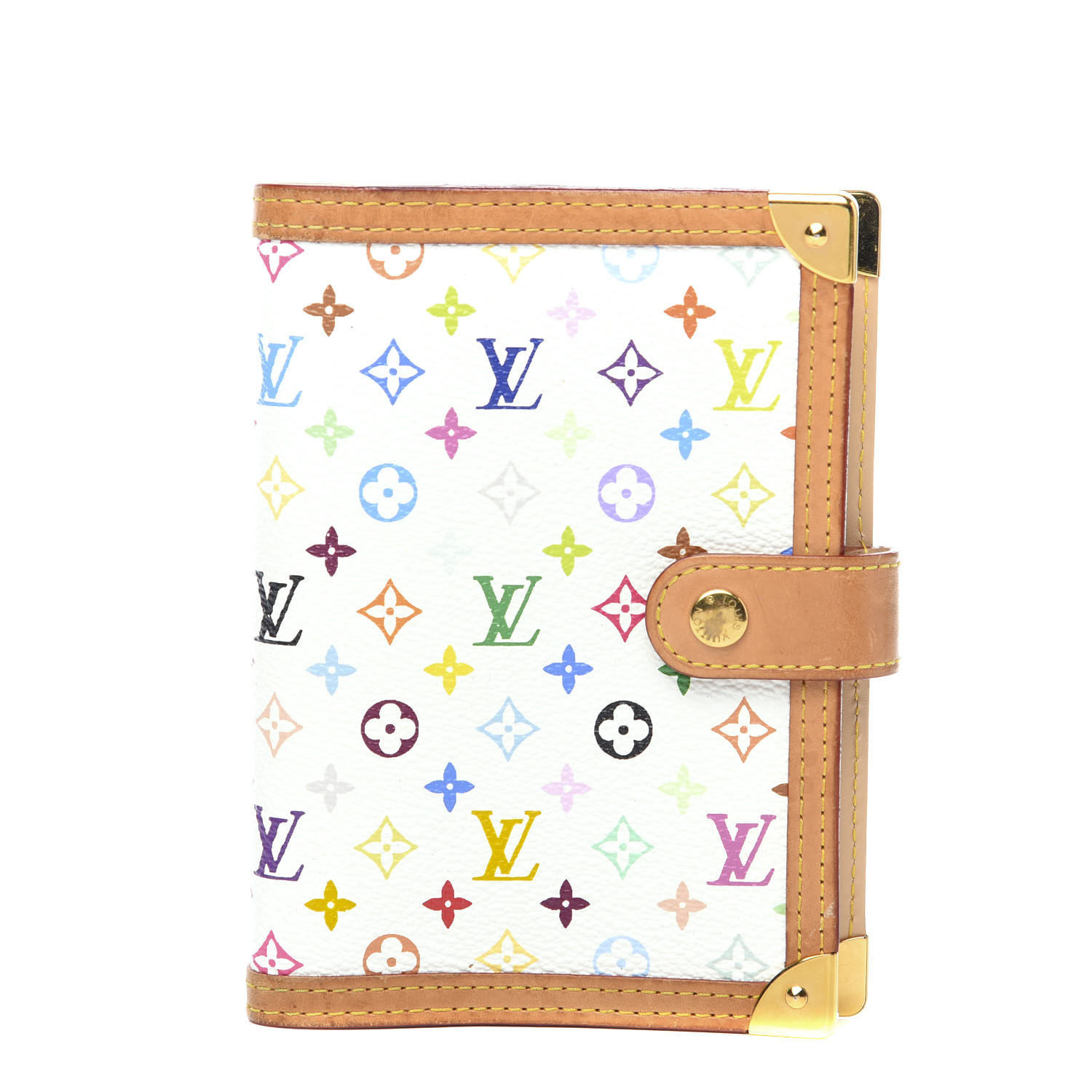 LOUIS VUITTON Monogram Multicolor Small Ring Agenda Cover White 572185