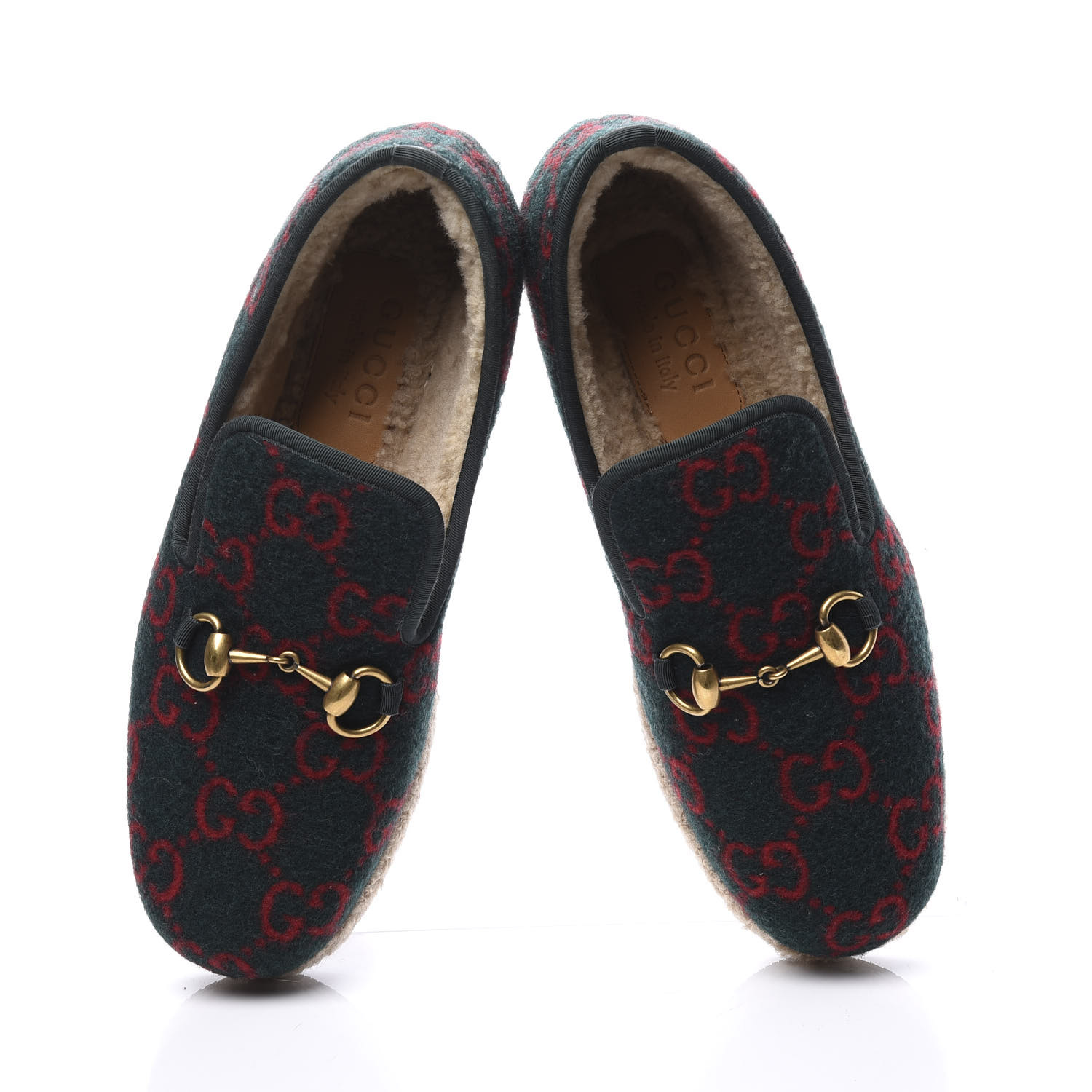 GUCCI Wool GG Mens Fria Loafers 6 Blue Red 575459