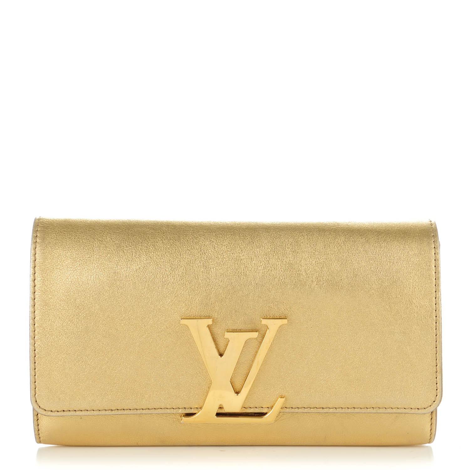 LOUIS VUITTON Metallic Calfskin Louise Clutch Gold 144458