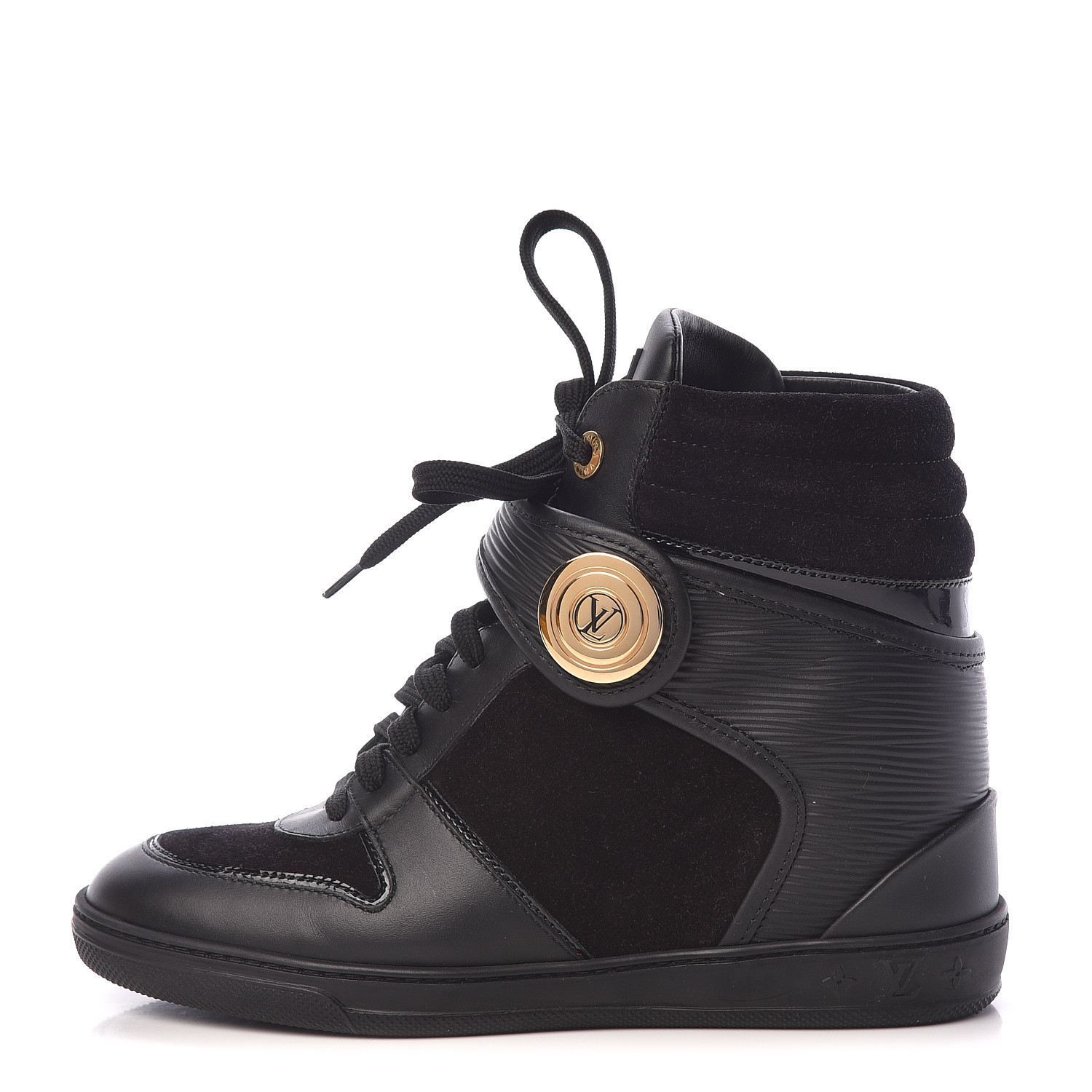 black suede wedge sneakers