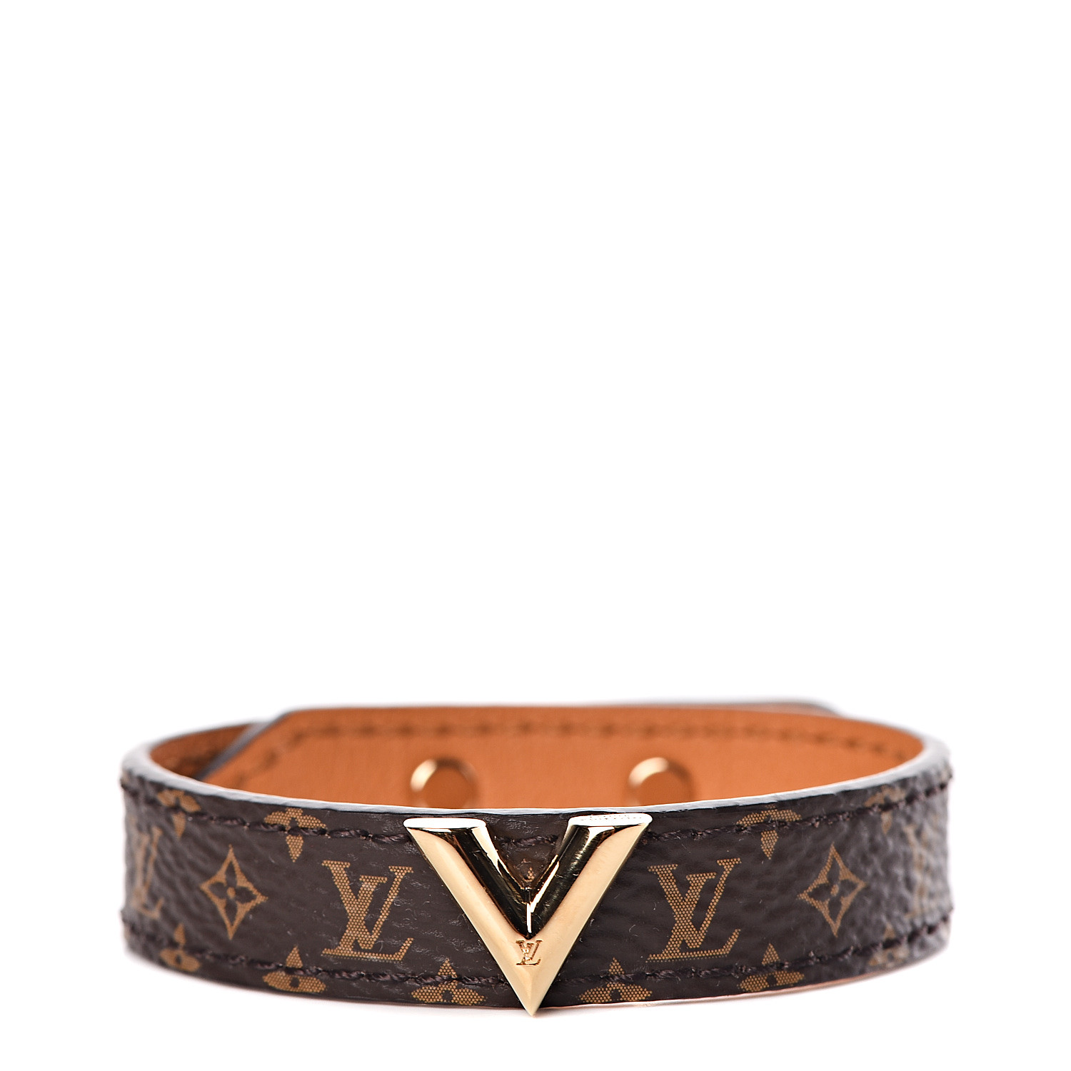 Essential v leather bracelet Louis Vuitton Brown in Leather - 23951643