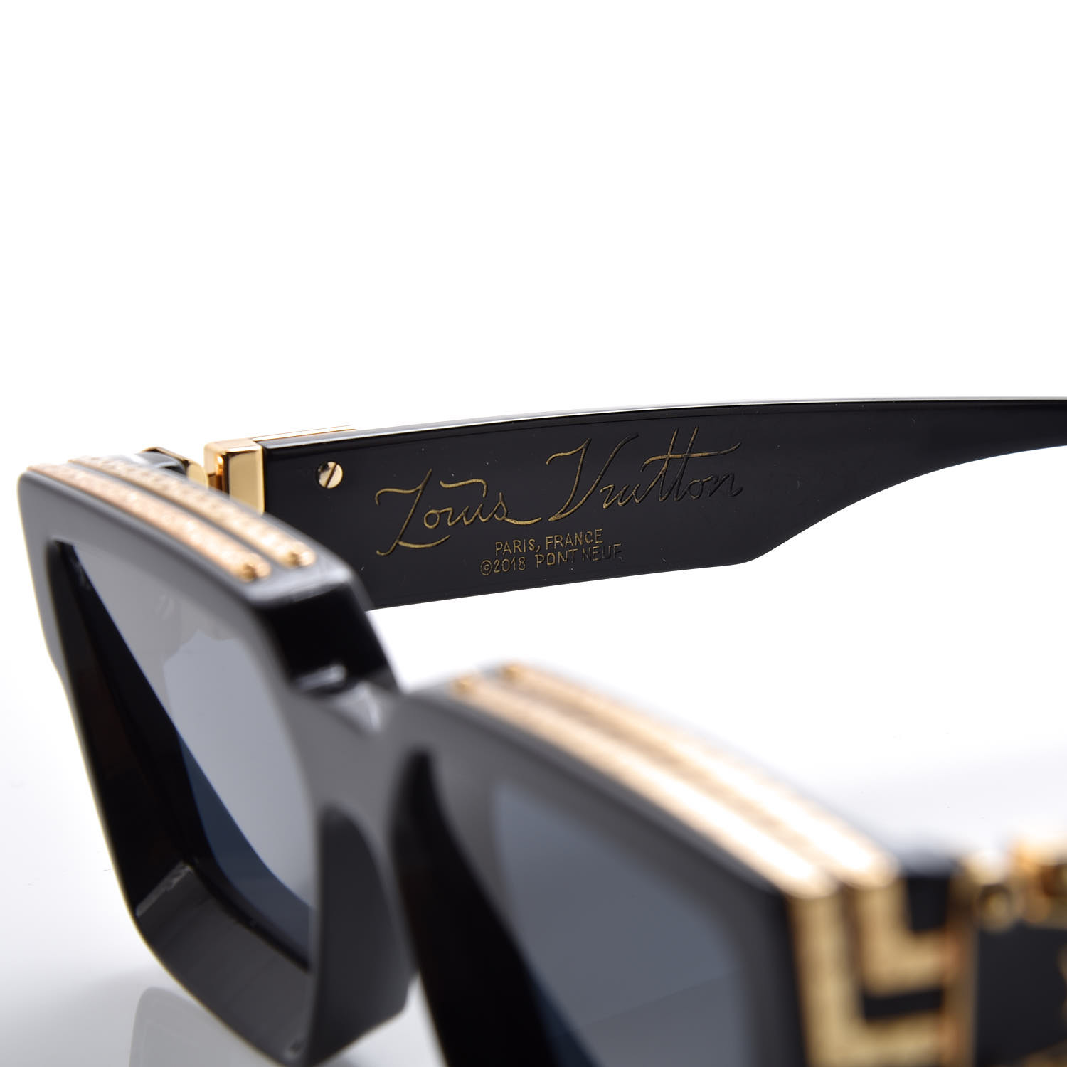 LOUIS VUITTON Acetate 1.1 Millionaires Sunglasses Z1165W Black 1159123