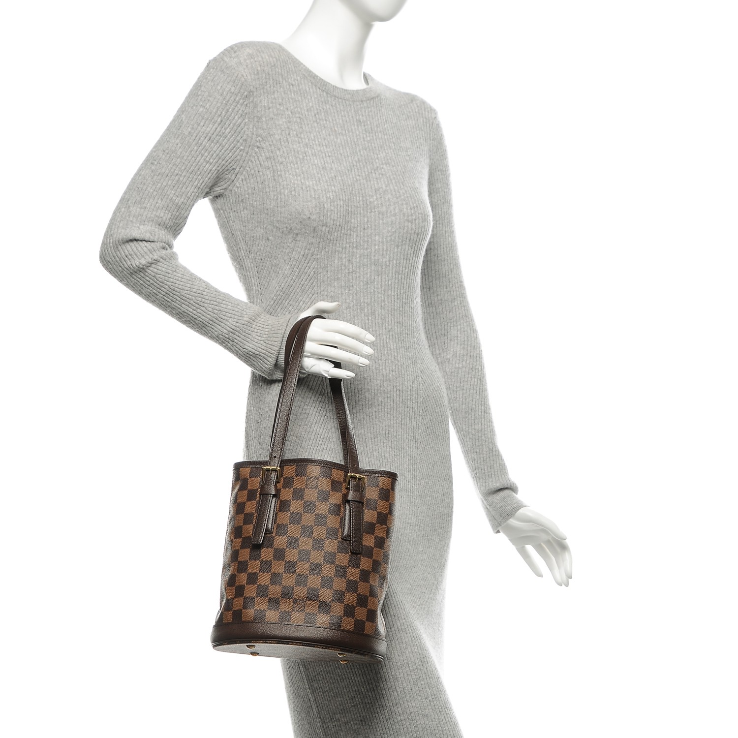 louis vuitton damier ebene marais bucket 23 LOUIS VUITTON Damier Ebene Marais Bucket 23 190524