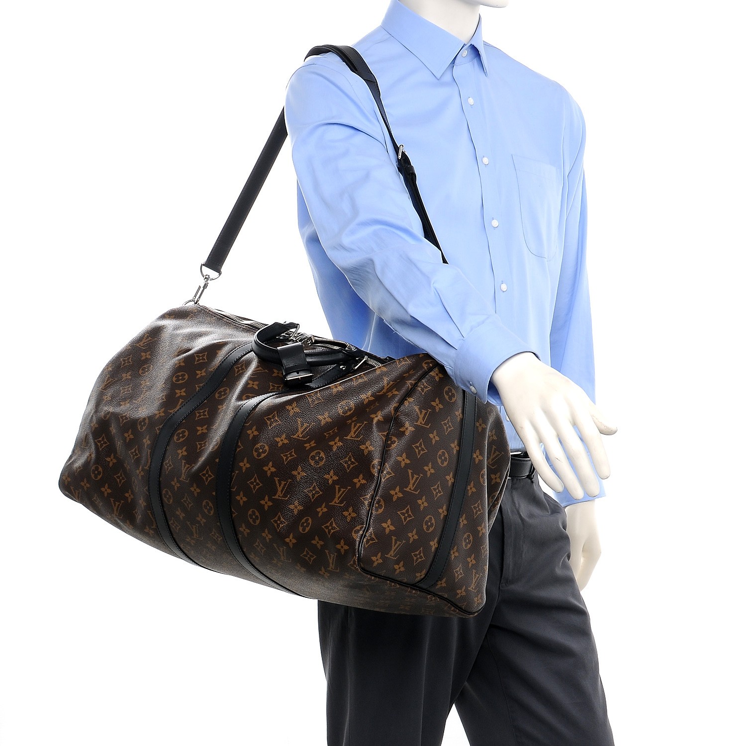 LOUIS VUITTON Keepall Bandouliere 55 Monogram Macassar Travel Bag Brow
