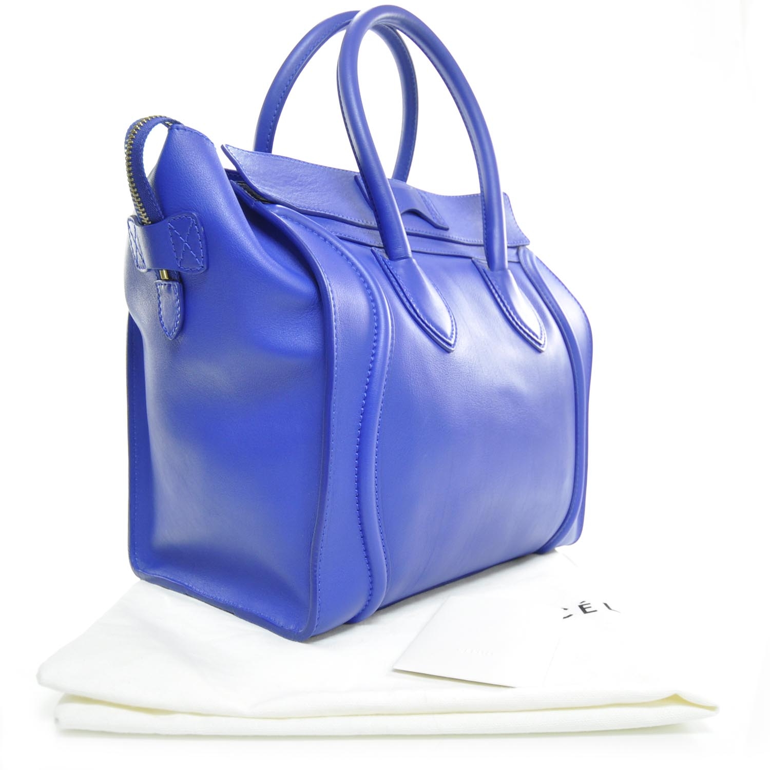 CELINE Smooth Leather Mini Luggage Bag Royal Cobalt Blue 25176