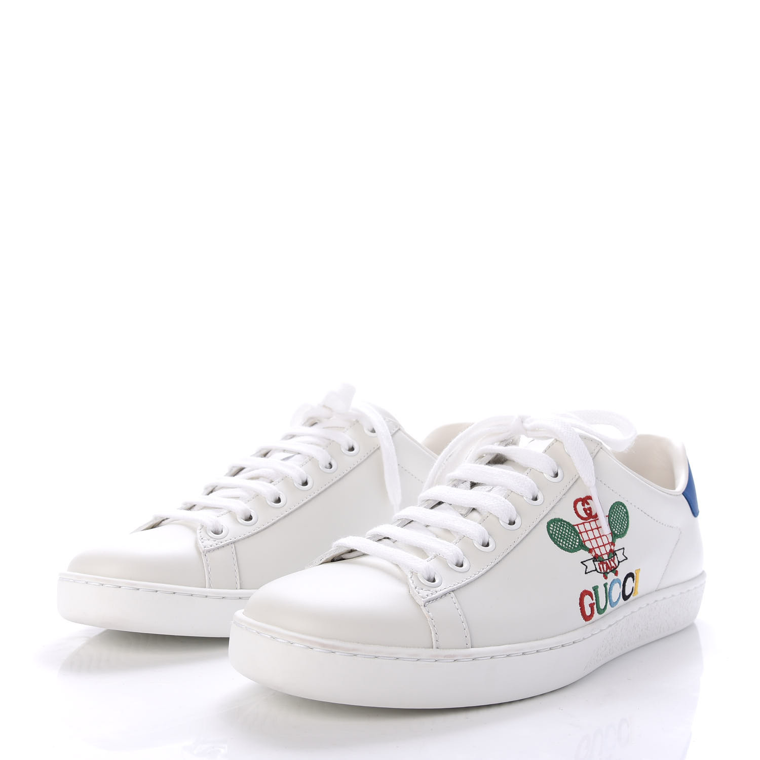 GUCCI Calfskin Womens Tennis Ace Sneakers 37.5 White 710148 | FASHIONPHILE