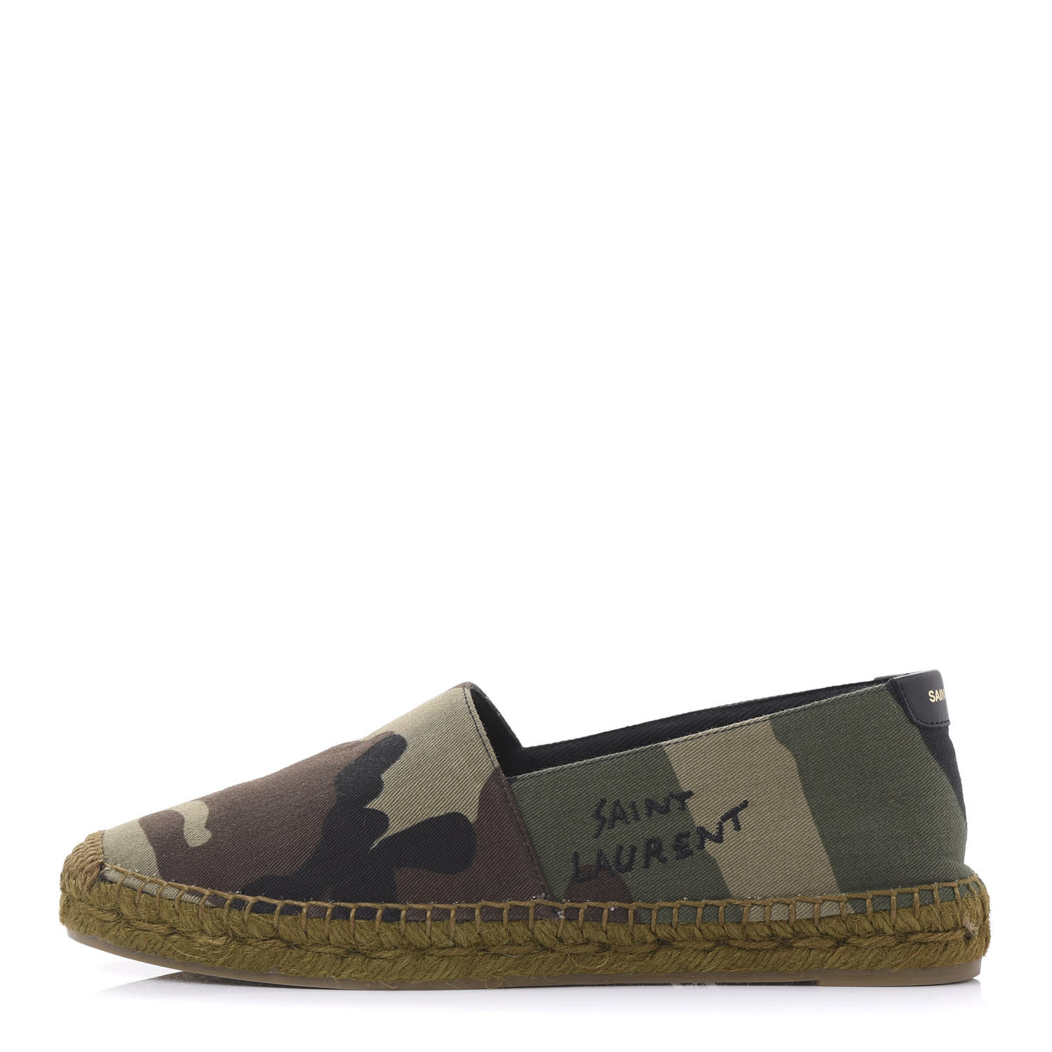 SAINT LAURENT Canvas Camouflage Espadrilles 37.5 Kaki Black 600572 ...