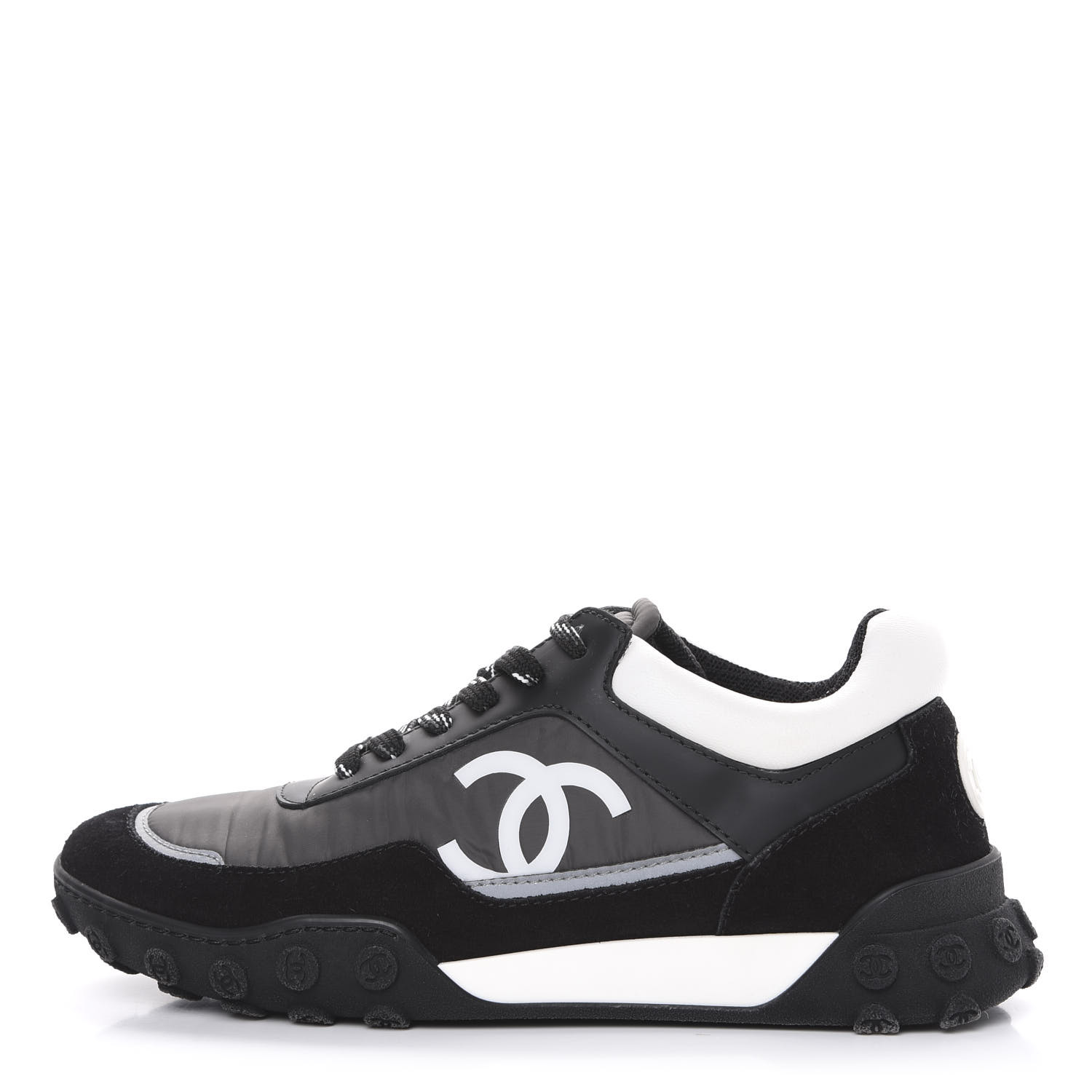 chanel sneakers black and white