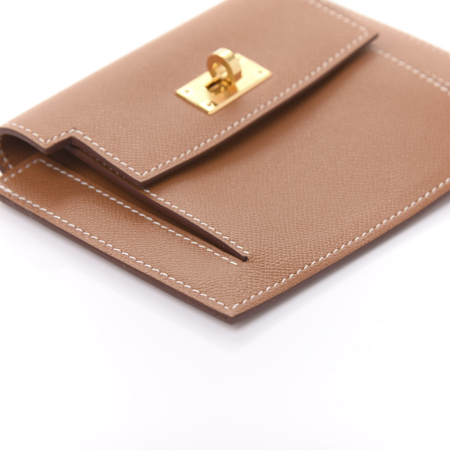 HERMES Epsom Kelly Pocket Compact Wallet Gold 599504