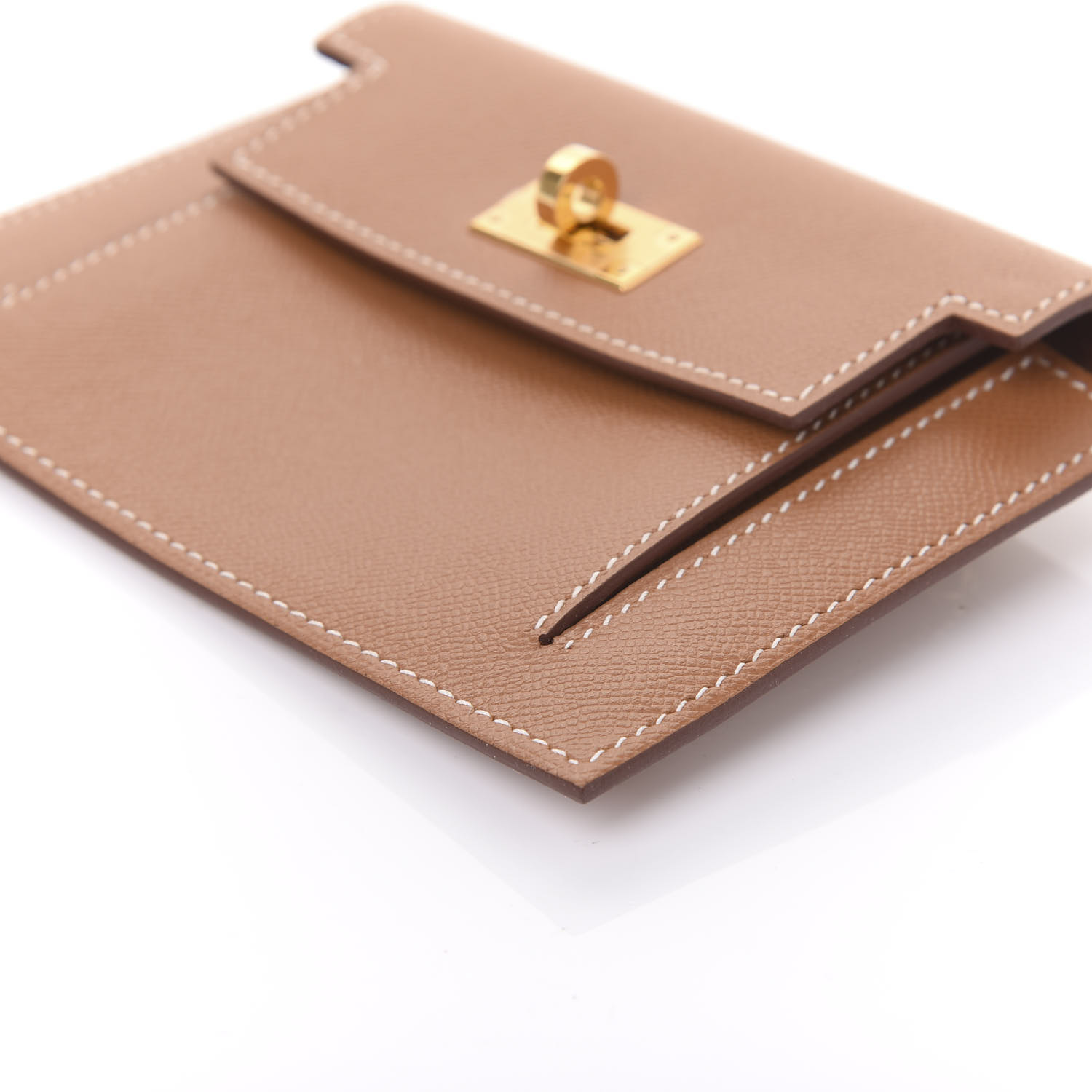 HERMES Epsom Kelly Pocket Compact Wallet Gold 599504