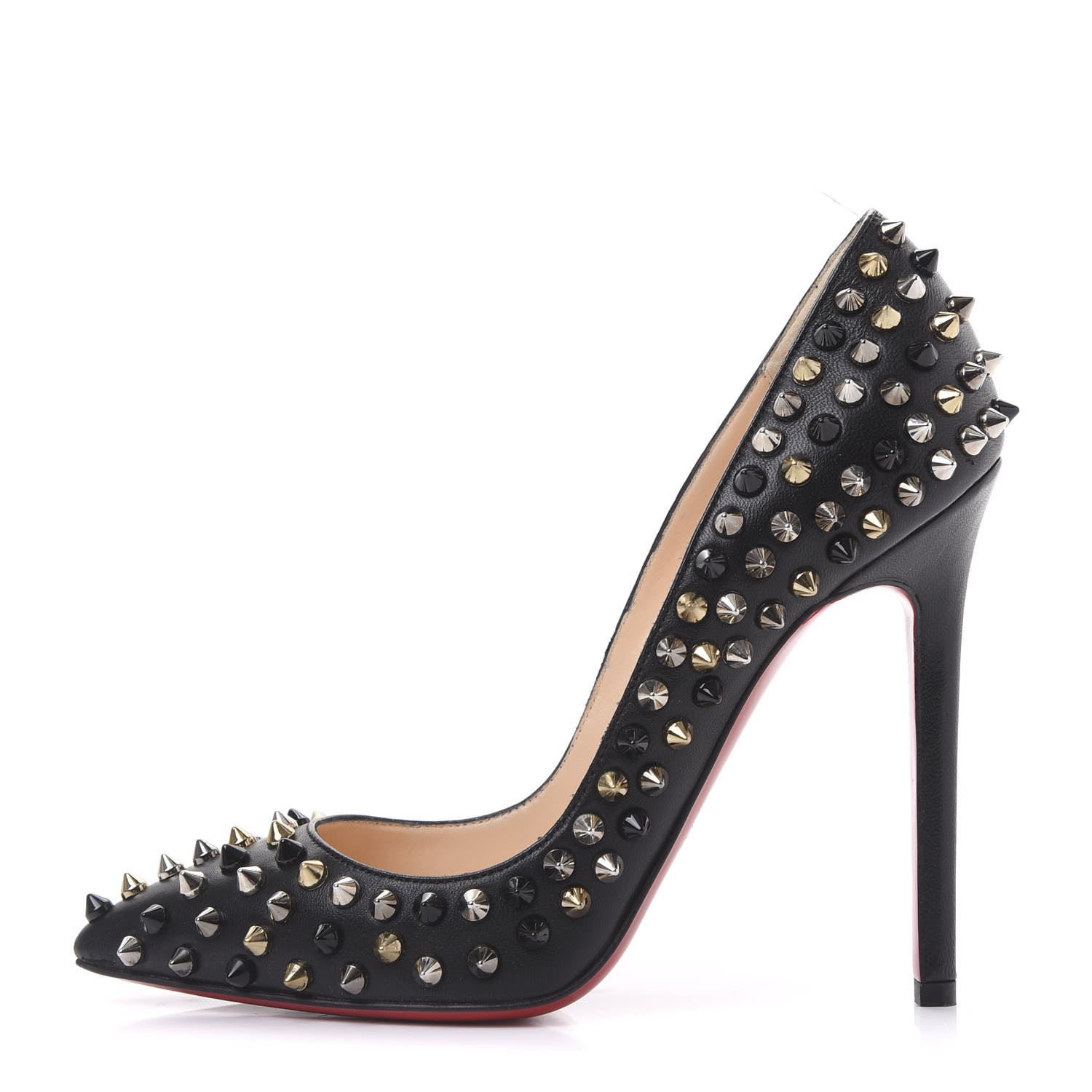 CHRISTIAN LOUBOUTIN Nappa Pigalle Spikes 120 Pumps 35 Black 601615 ...