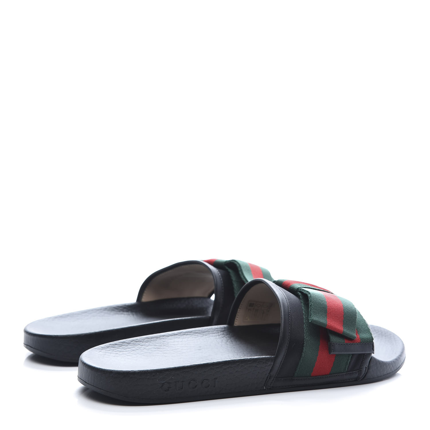 gucci black web ribbon bow slides flats