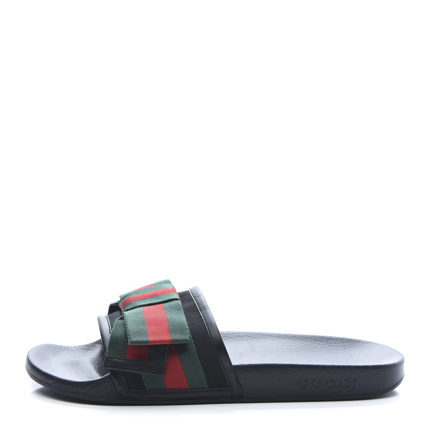 gucci satin slides with web bow