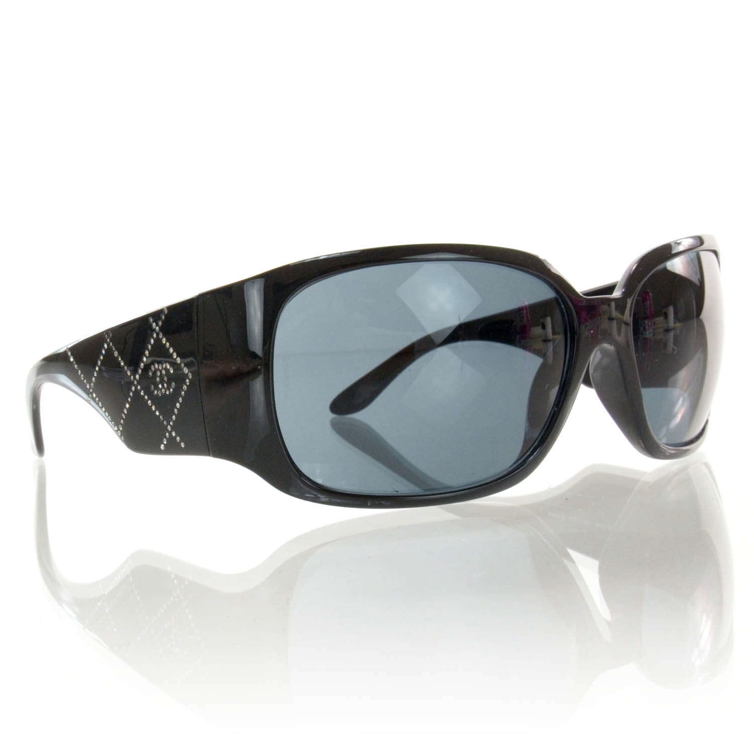 CHANEL Crystal CC Logo Sunglasses 5080 B Black 38333