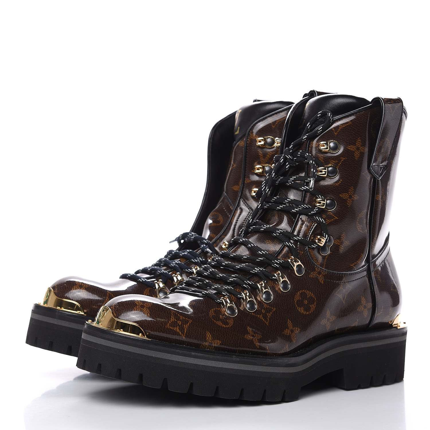 LOUIS VUITTON Monogram Glaze Outland Ankle Boots 8 Black 490215 ...