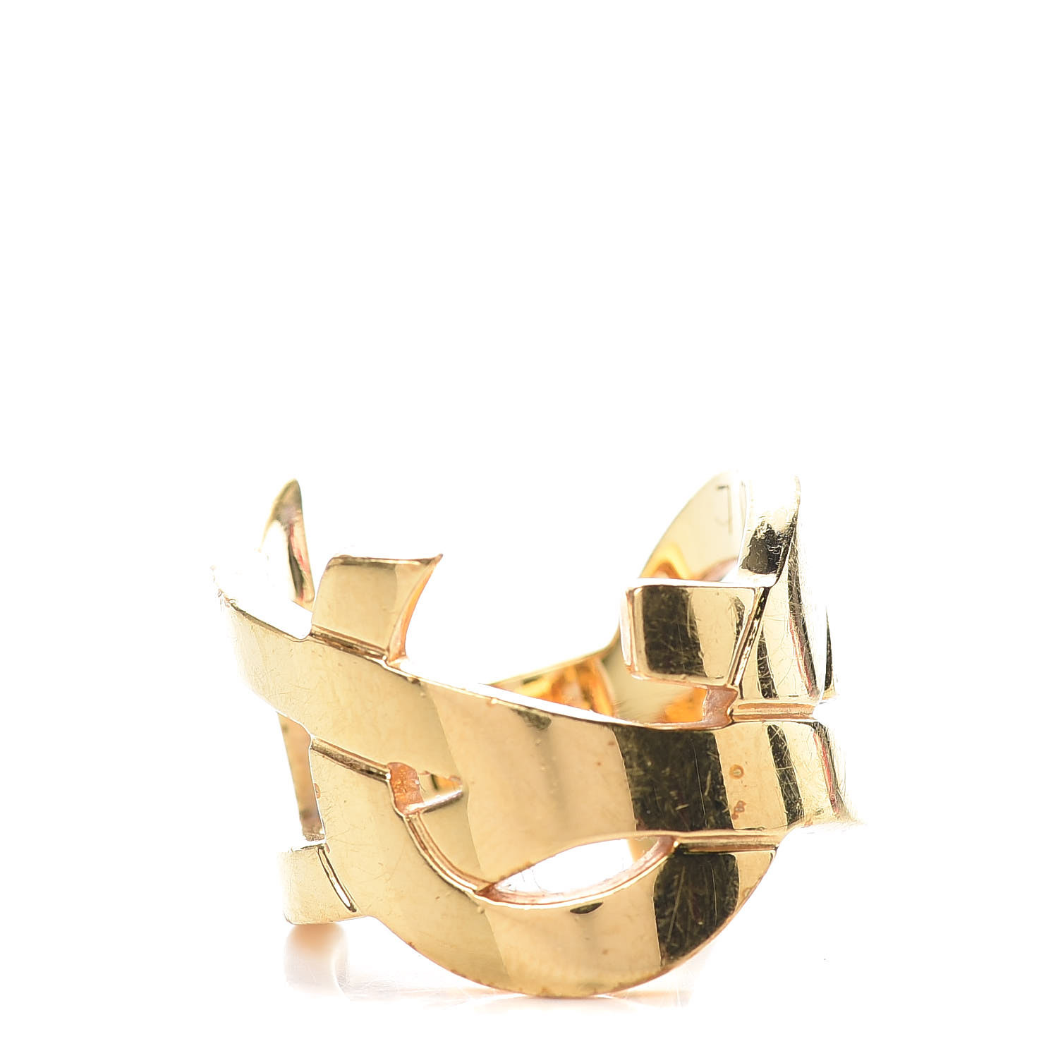 SAINT LAURENT Brass Monogram Cassandre Ring 7.5 Gold 407714