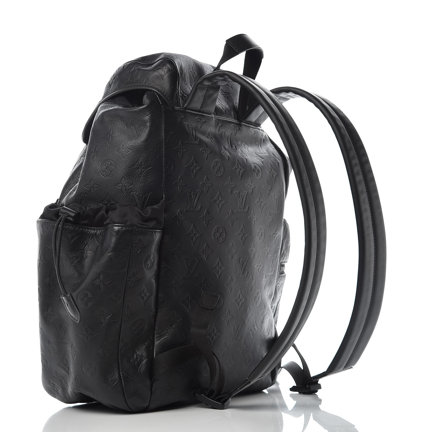 LOUIS VUITTON Calfskin Shadow Monogram Discovery Backpack Black 408152