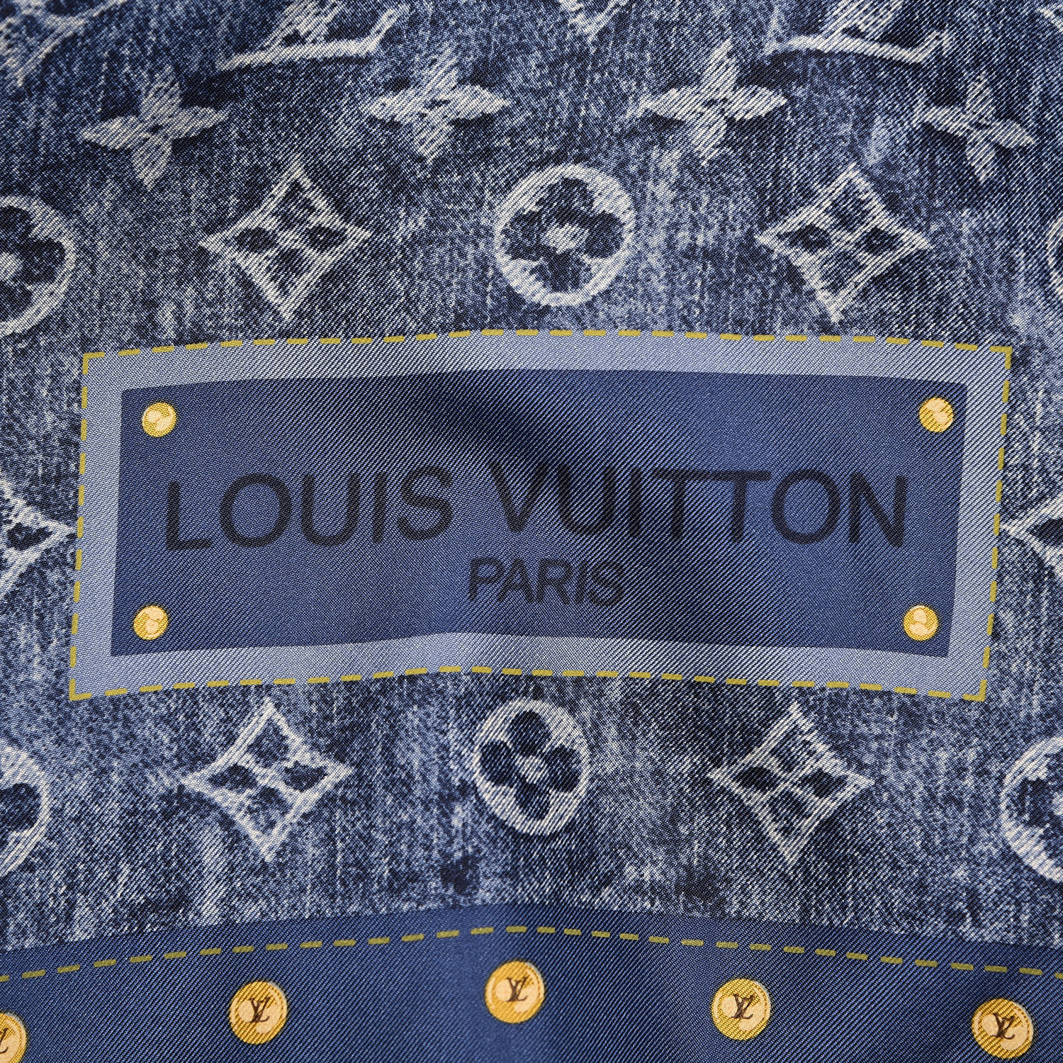 LOUIS VUITTON Silk Monogram New Denim Bandana Scarf Black 67967