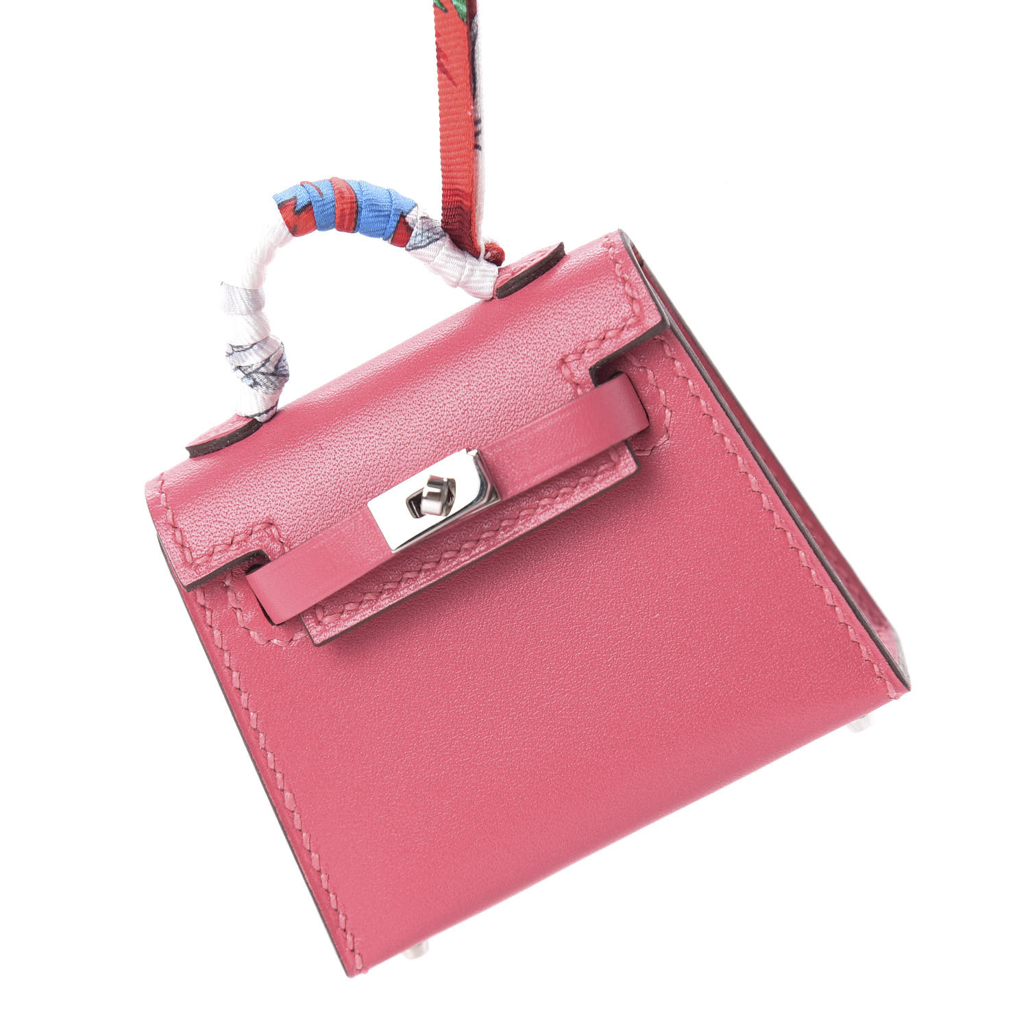 HERMES Tadelakt Mini Kelly Twilly Bag Charm Rose Lipstick 627696 ...