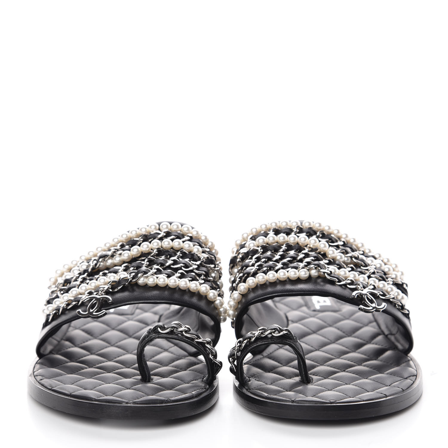 chanel chain flat sandals
