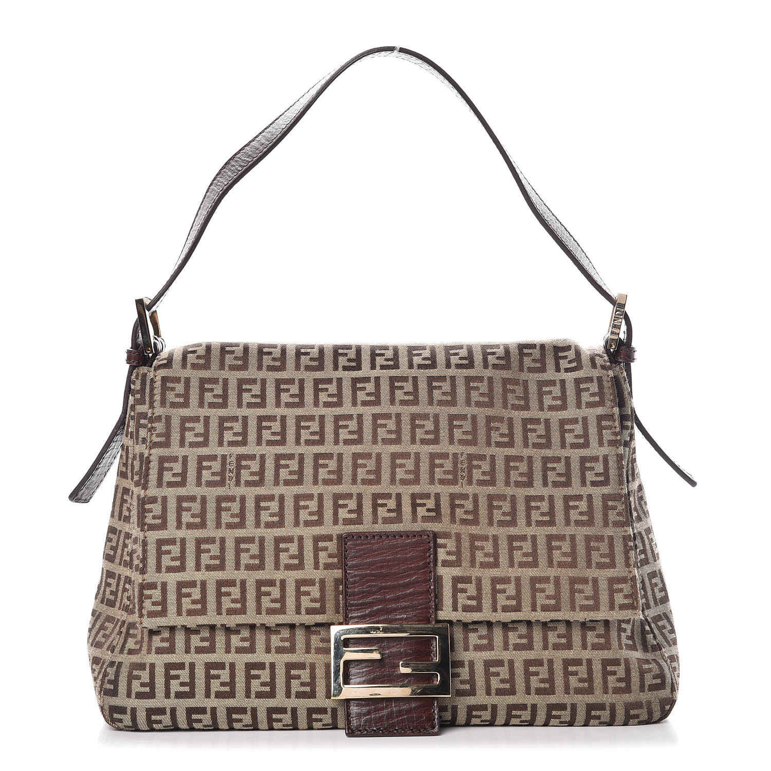 FENDI Zucchino Mama Baguette Dark Brown 362139