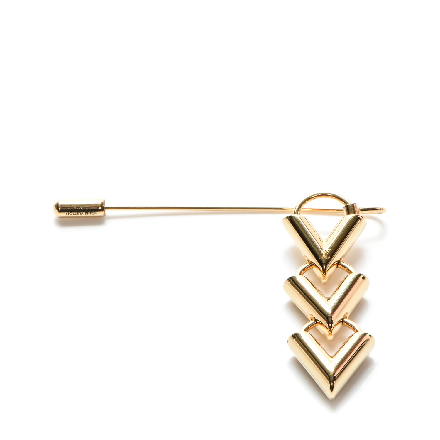 Louis Vuitton Yellow Gold Plated Charm Safety Pin Brooch