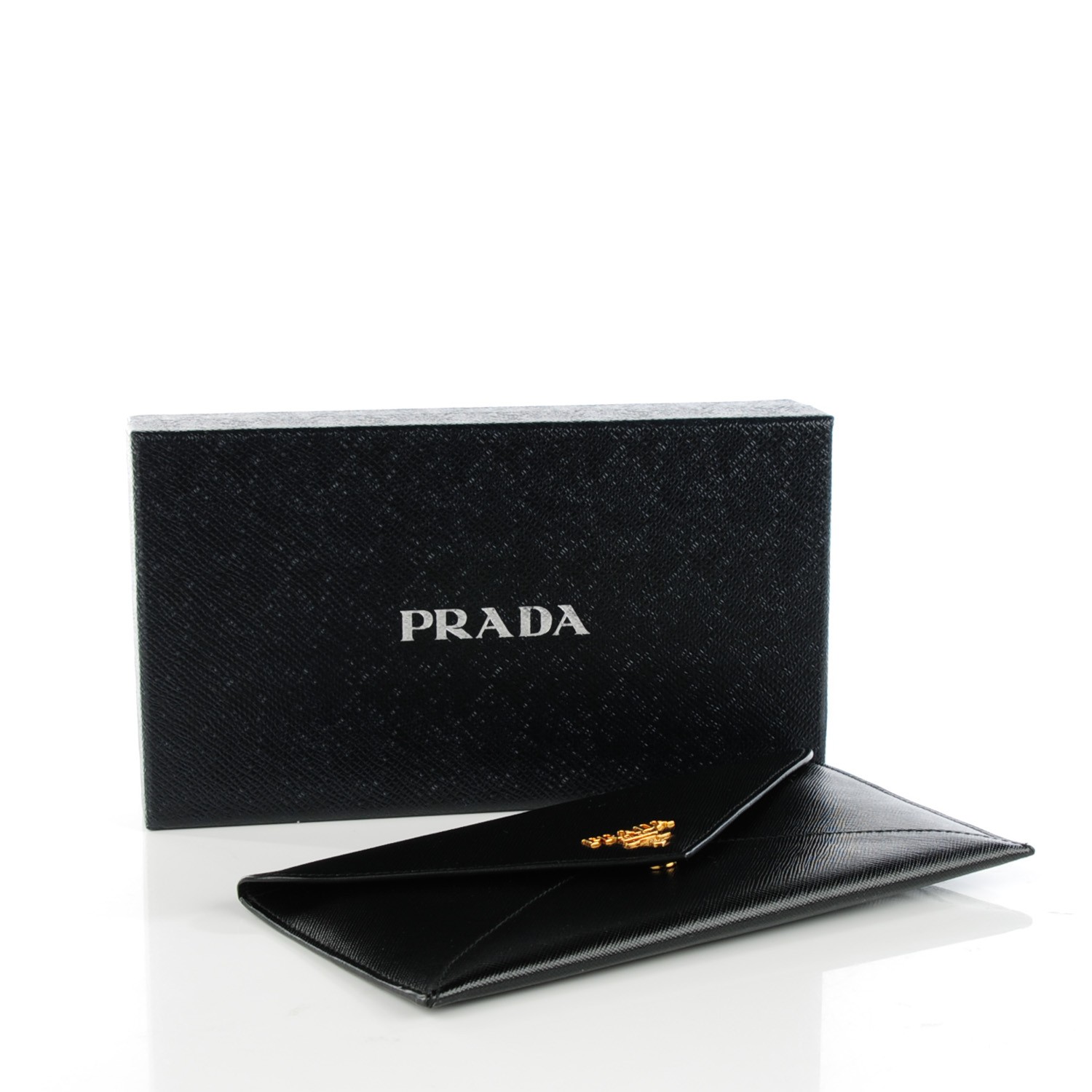 PRADA Saffiano Metal Envelope Wallet Nero Black 128445