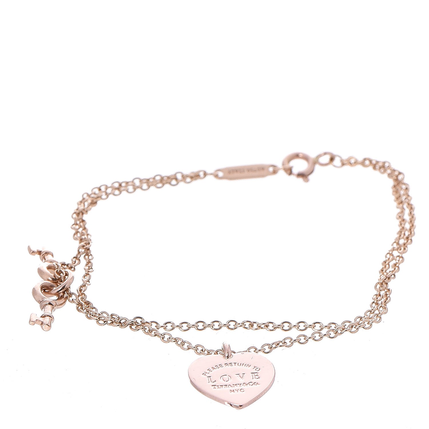 love heart tag key bracelet