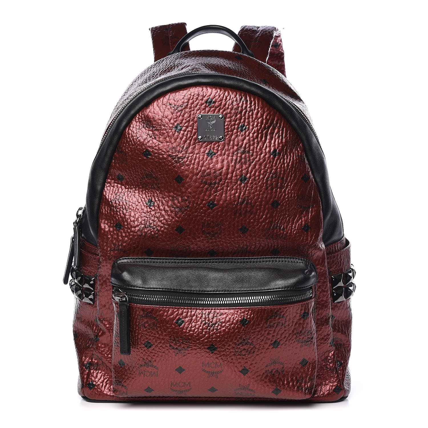 black and red mcm backpack