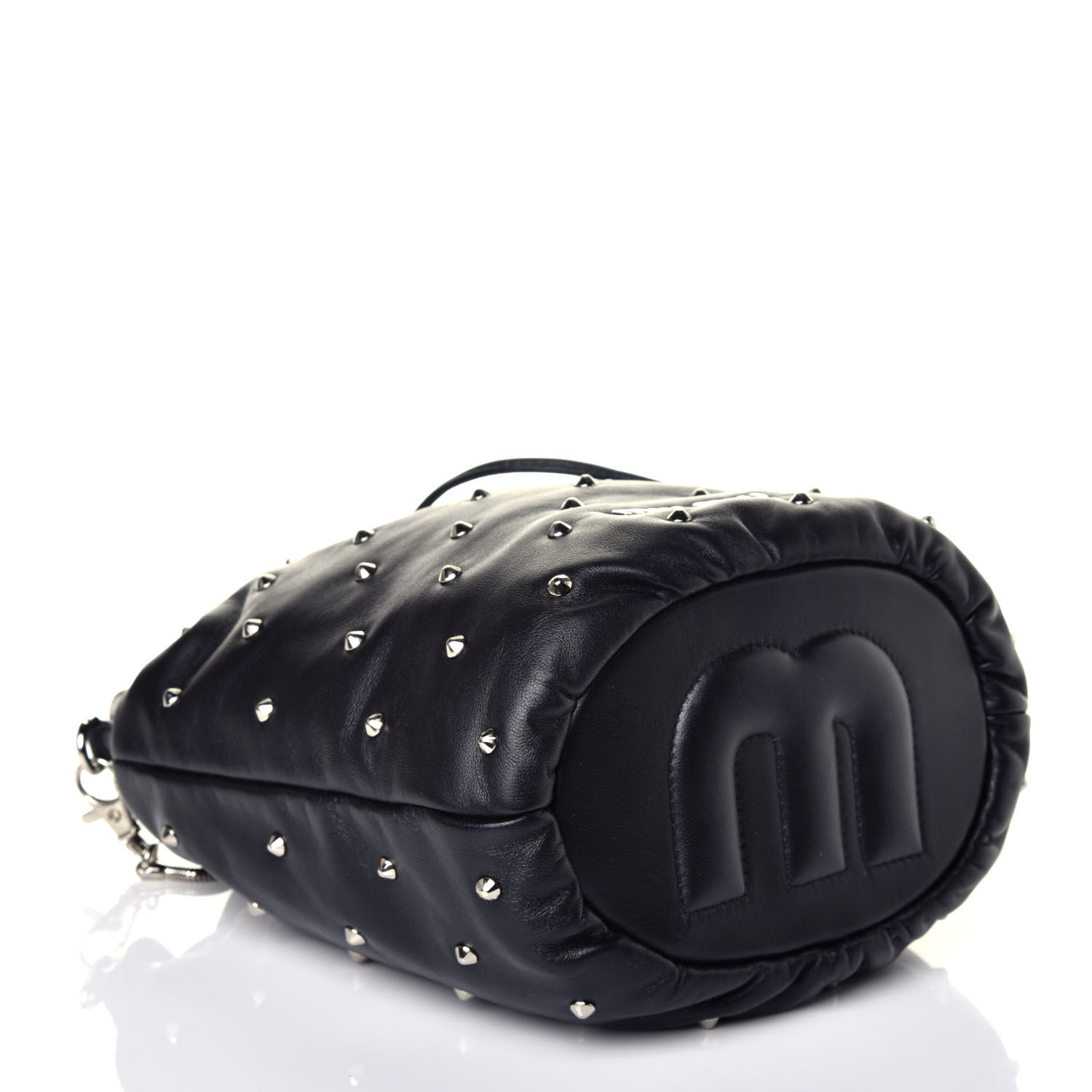 MIU MIU Nappa Studded Bucket Bag in Black 743981 | FASHIONPHILE