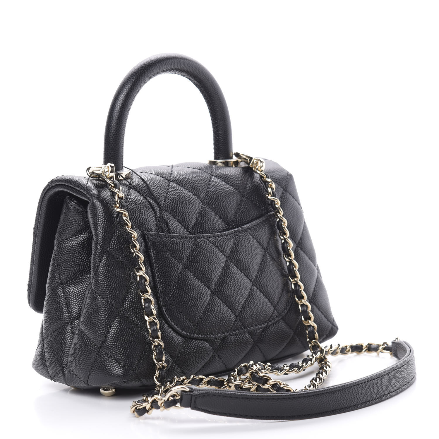 caviar quilted extra mini coco handle flap black