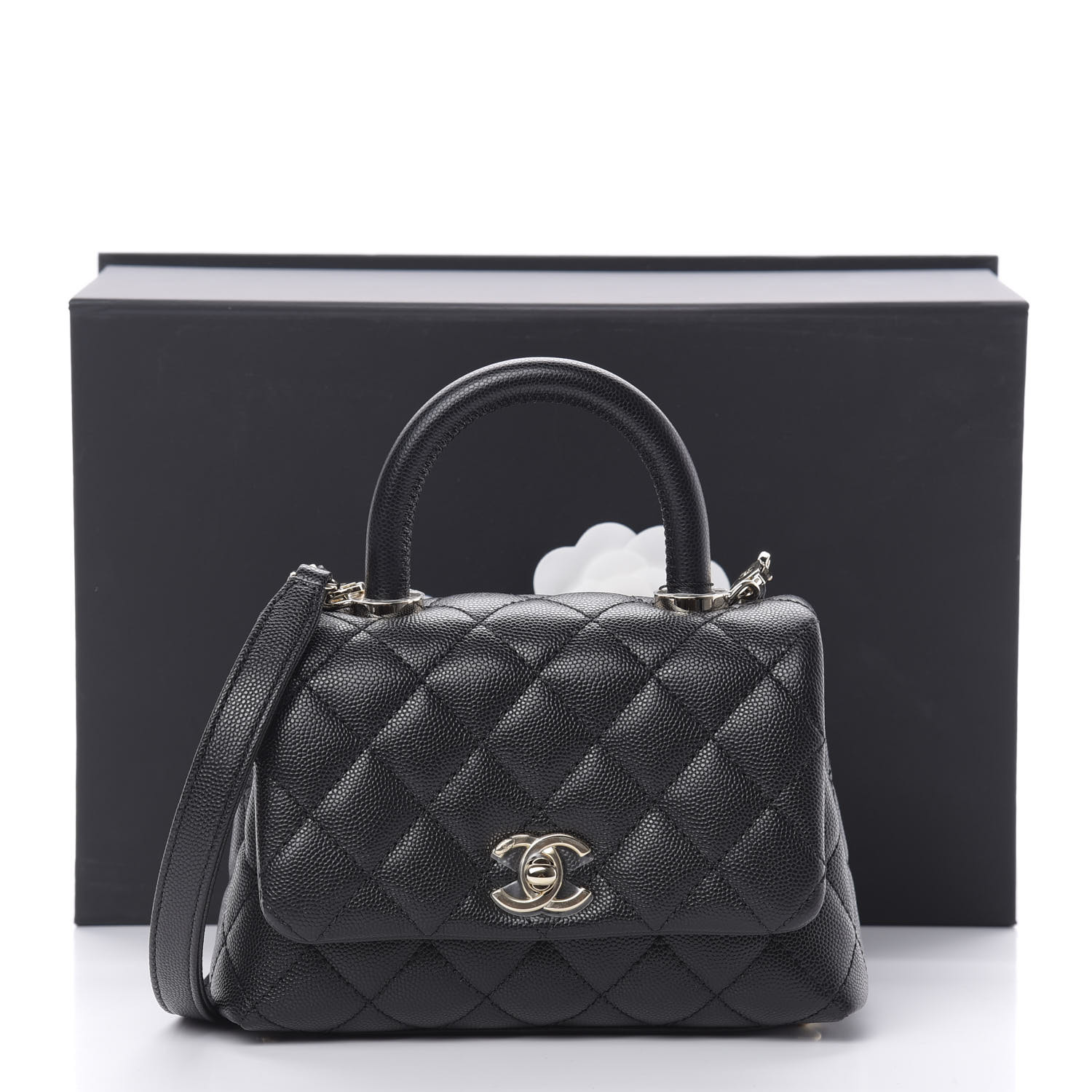 Chanel Caviar Quilted Extra Mini Coco Handle Flap Black Fashionphile
