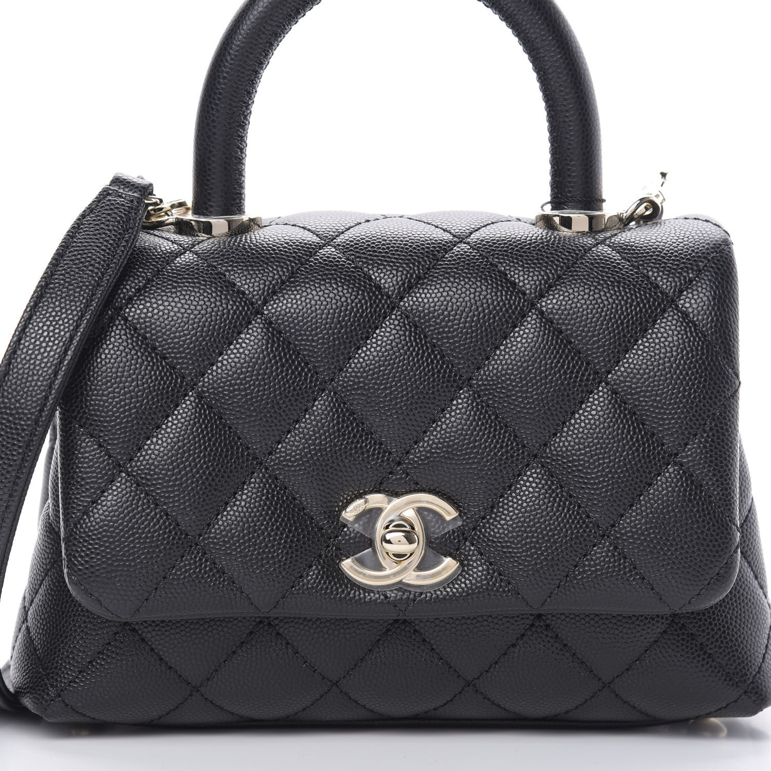 caviar quilted extra mini coco handle flap black