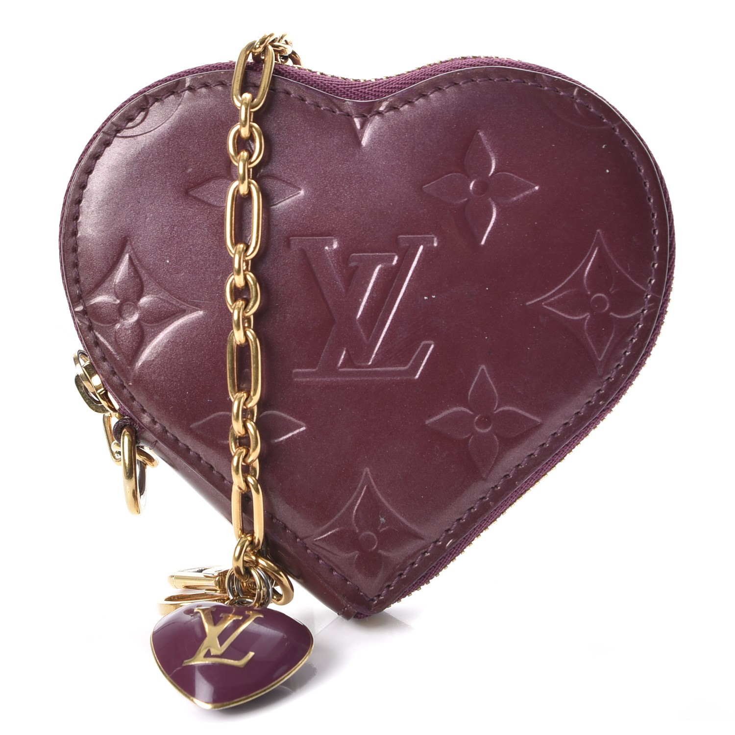 Louis Vuitton Amarante Vernis Heart Coin Purse Change Pouch