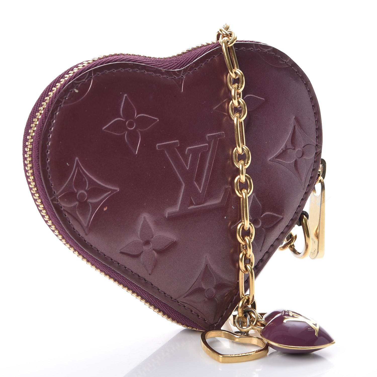 LOUIS VUITTON Vernis Heart Coin Purse Violette 251683