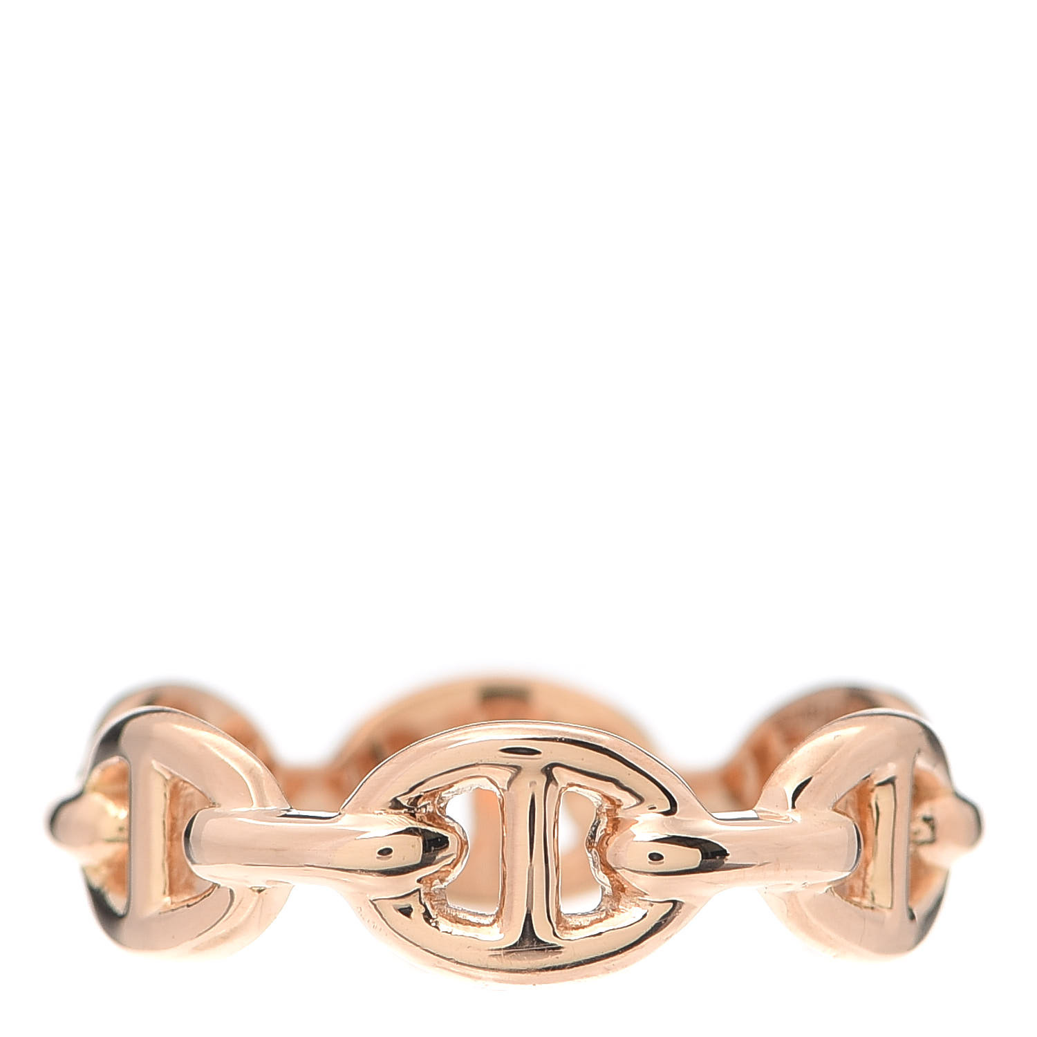 HERMES 18K Rose Gold PM Chaine D'Ancre Enchainee Ring 53 6.5 682200