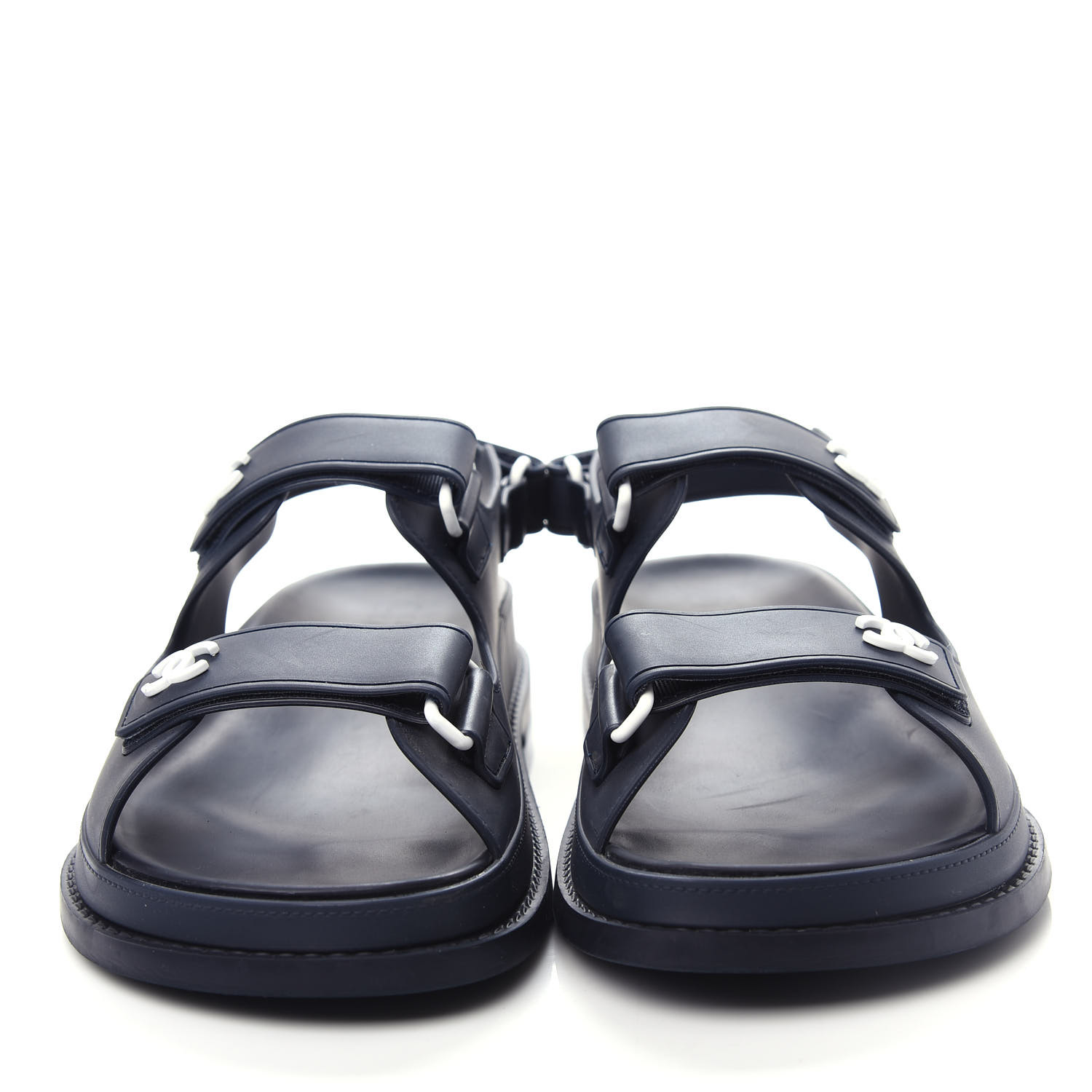 CHANEL Rubber CC Dad Sandals 39 Navy 700760 | FASHIONPHILE