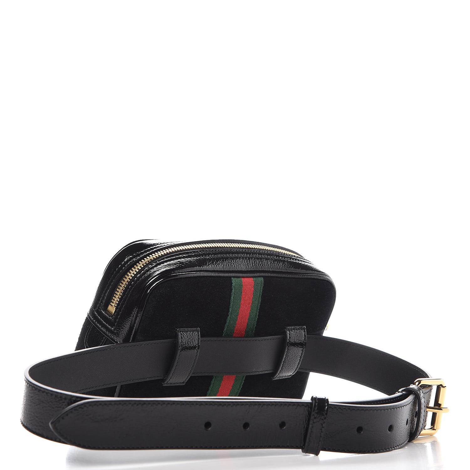 GUCCI Suede Small Ophidia Belt Bag 85 34 Black 295431