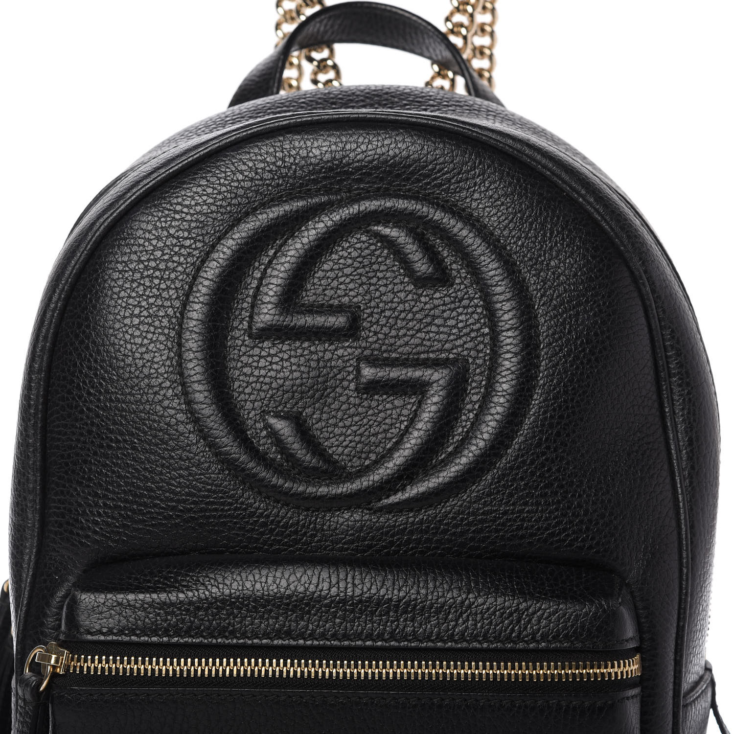 GUCCI Pebbled Calfskin Soho Chain Backpack Black 781174 | FASHIONPHILE
