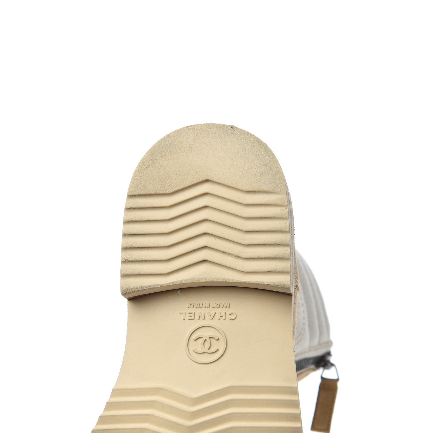 chanel lace up boots beige